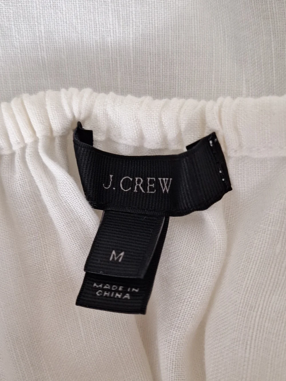 J. Crew White Red Embroidered Linen Blend Pom Pom Peasant Tunic Dress Size M